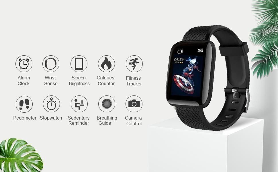 Smart Bracelet Fitness Tracker Smartwatch (Heart Rate Blood Pressure Pedometer) (Sleep Monitor)
