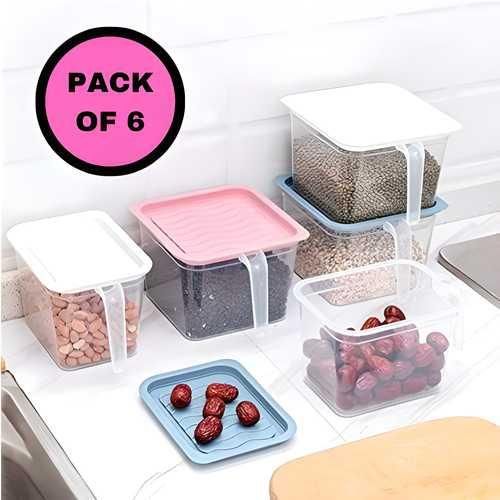 Unbreakable Food Container for kitchen storage with Handle (Pack of 6)