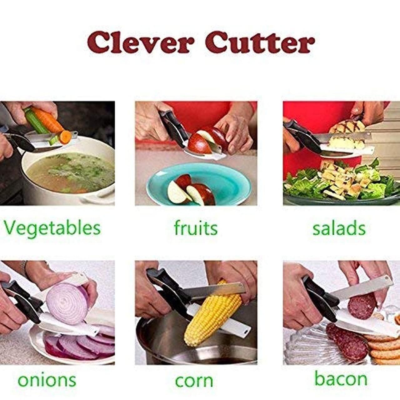 Smart Cutter - 2 in 1 Kitchen Knife (Cleaver Cutters) (with Locking Hinge) (Stainless Steel Blade)