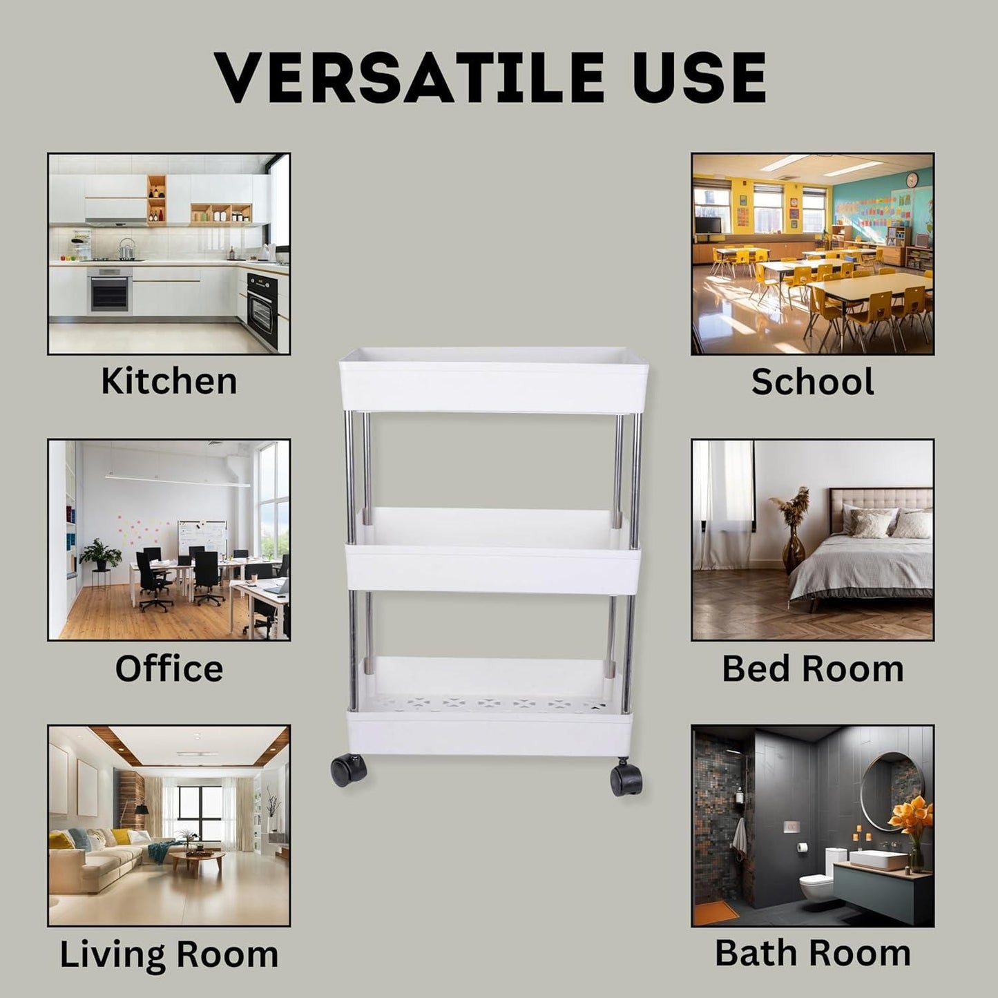 Storage Organizer Slim Rack Shelf (With Wheels)