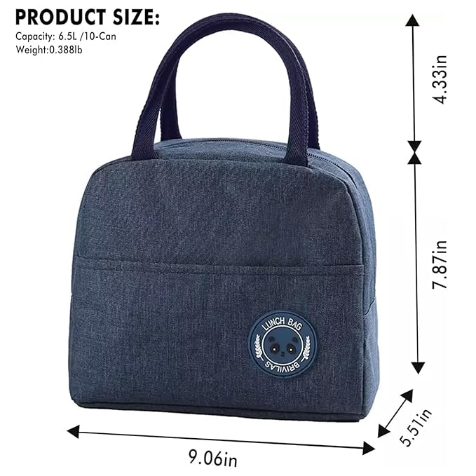 Lunch Box Bag, Lunch Bag with Insulated Material for Women, Man, Office, School, College, Beach, Picnic, Fishing, Hiking Travel, Cooler Tote Bag (5 Color options)