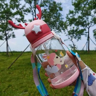 Ear Sipper School Water Bottle for Kids – cartoon animal design water bottle for kids Capacity – (420ML, 4 variants)
