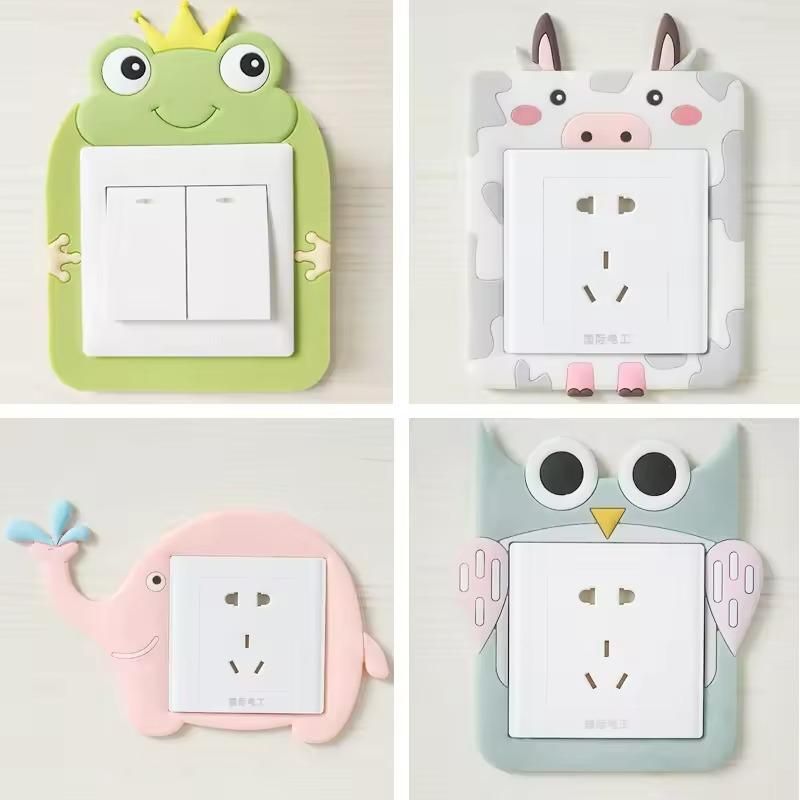Cute Cartoon Power Socket Stickers (with Assorted Color) (Pack of 2)