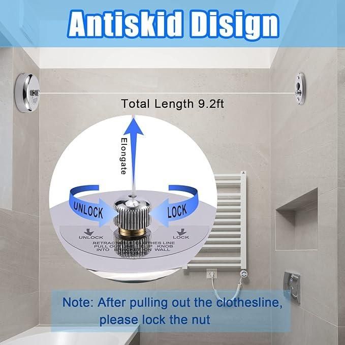 Retractable Stainless Steel Clothesline (with rope string)