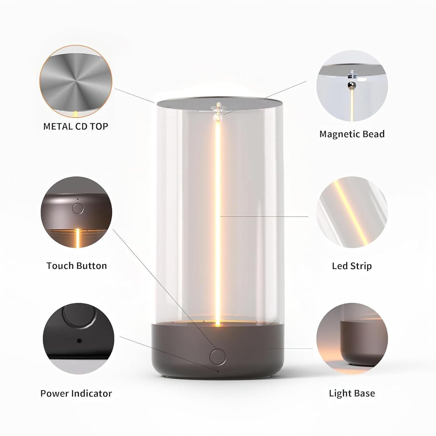 Magnetic Night Table Lamp (Mini) (Rechargeable)
