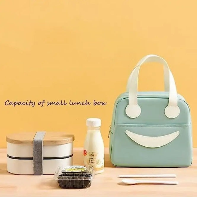 Insulated Lunch Bag for Men Women Large Tiffin Carry Bag Smiley Design Lunch Box Organizer for Office, School, College, Picnic, Outdoor.