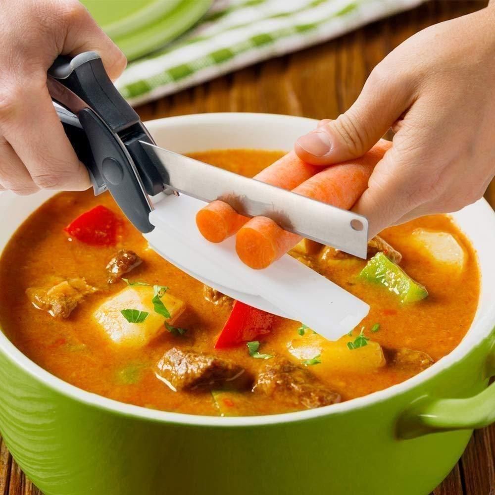 Smart Cutter - 2 in 1 Kitchen Knife (Cleaver Cutters) (with Locking Hinge) (Stainless Steel Blade)