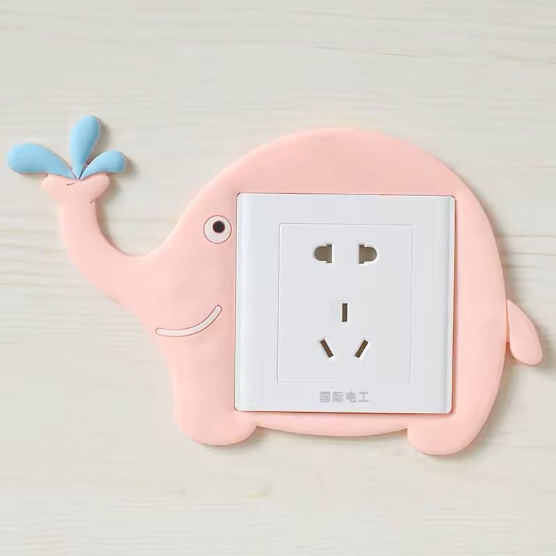 Cute Cartoon Power Socket Stickers (with Assorted Color) (Pack of 2)
