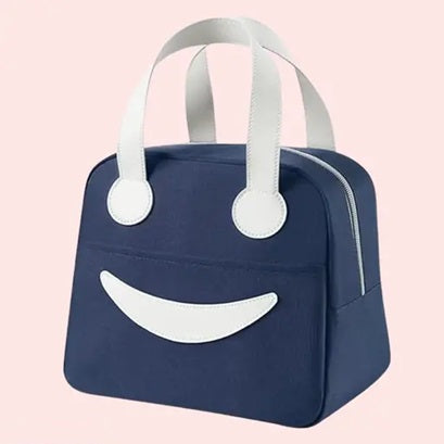 Insulated Lunch Bag for Men Women Large Tiffin Carry Bag Smiley Design Lunch Box Organizer for Office, School, College, Picnic, Outdoor.