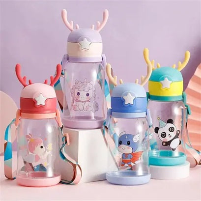 Ear Sipper School Water Bottle for Kids – cartoon animal design water bottle for kids Capacity – (420ML, 4 variants)