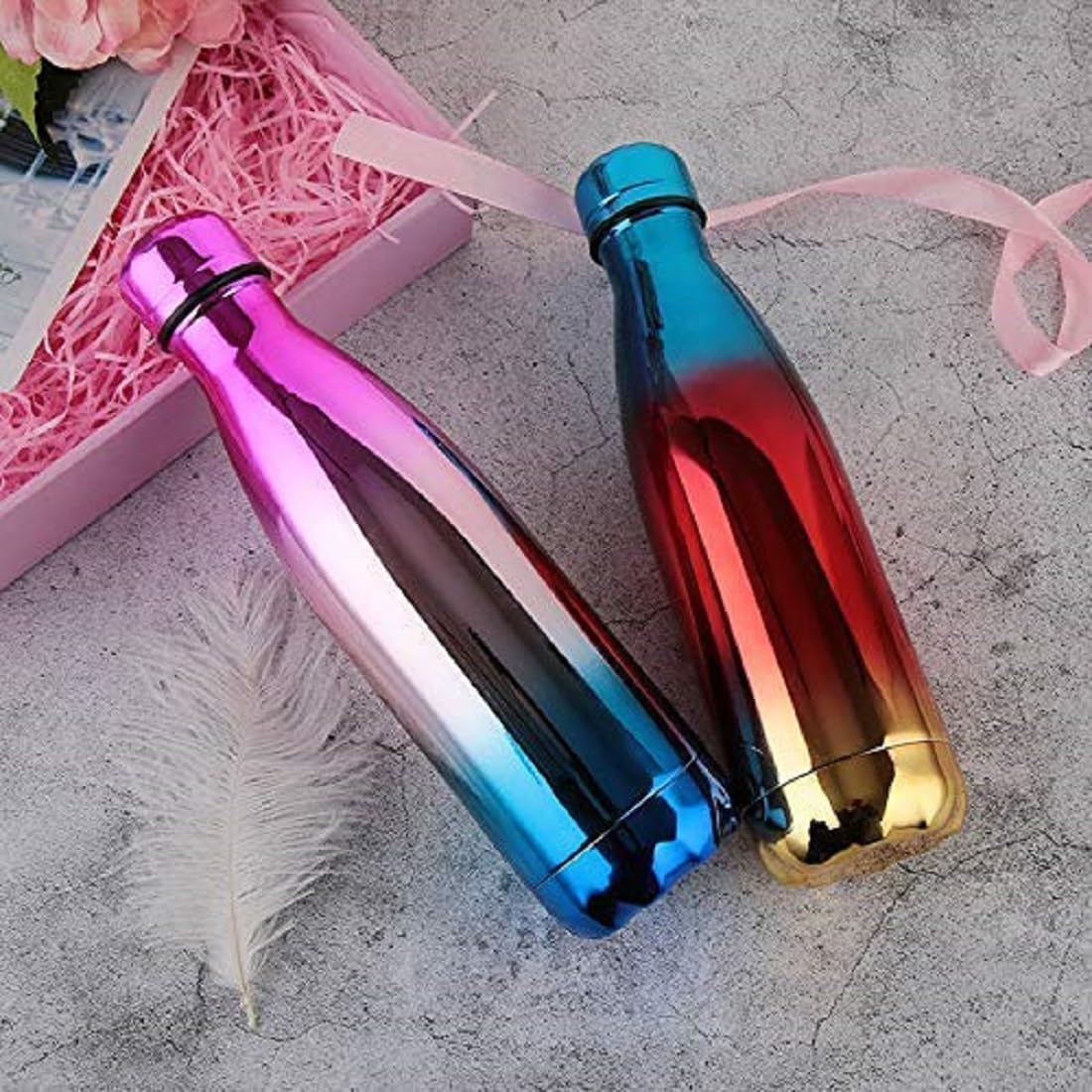 Water Bottle, Multicolour Flask, Stainless Steel Double Wall Vacuum Insulated Water Bottle, Multicolor Tumbler, Insulated Water Bottle, Leak Proof Bottle (Multicolor)