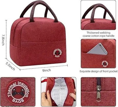 Lunch Box Bag, Lunch Bag with Insulated Material for Women, Man, Office, School, College, Beach, Picnic, Fishing, Hiking Travel, Cooler Tote Bag (5 Color options)