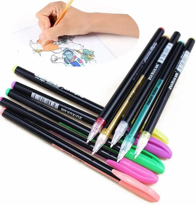 Neon Color Gel Pen (Set of 12 Pcs)