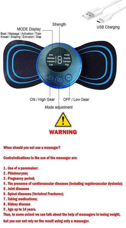 Pain Relief Mini Body Massager (Rechargeable) (Electric Massager) (for Men and Women)