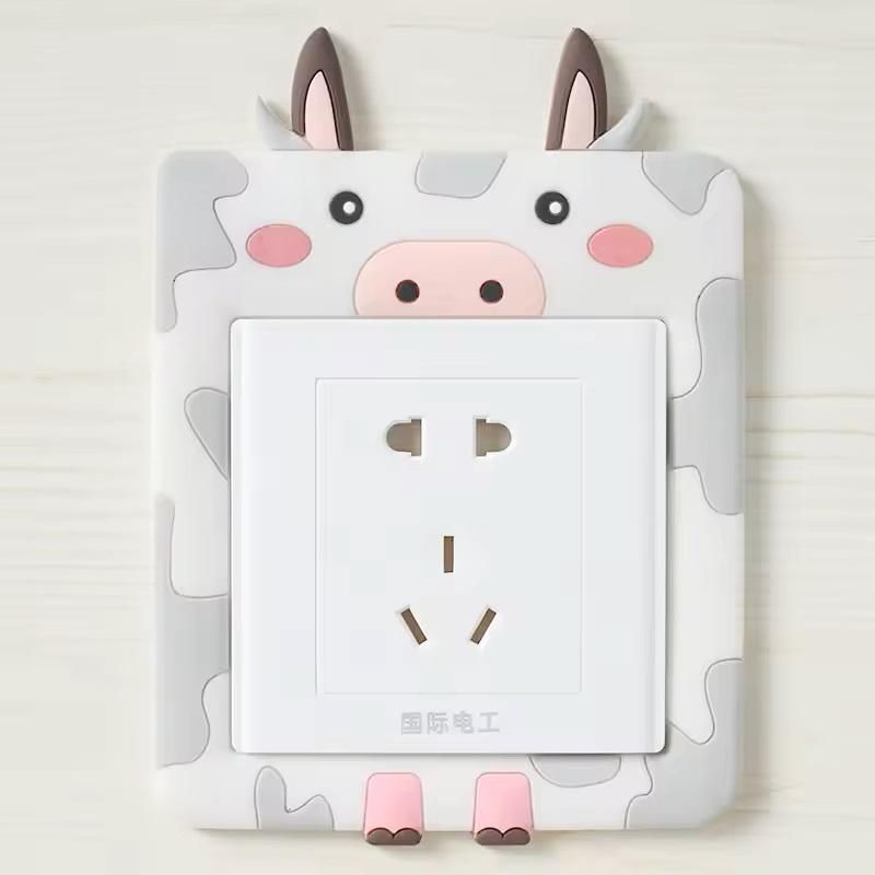 Cute Cartoon Power Socket Stickers (with Assorted Color) (Pack of 2)