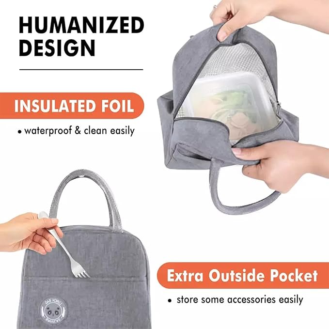 Lunch Box Bag, Lunch Bag with Insulated Material for Women, Man, Office, School, College, Beach, Picnic, Fishing, Hiking Travel, Cooler Tote Bag (5 Color options)