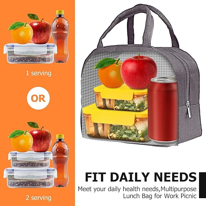 Lunch Box Bag, Lunch Bag with Insulated Material for Women, Man, Office, School, College, Beach, Picnic, Fishing, Hiking Travel, Cooler Tote Bag (5 Color options)