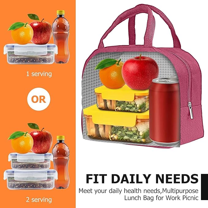 Lunch Box Bag, Lunch Bag with Insulated Material for Women, Man, Office, School, College, Beach, Picnic, Fishing, Hiking Travel, Cooler Tote Bag (5 Color options)