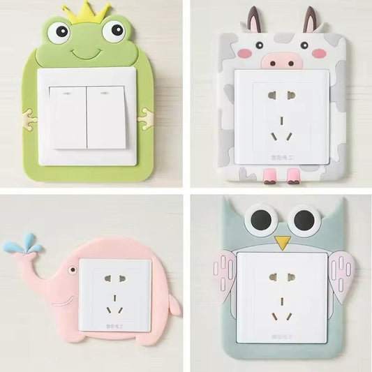 Cute Cartoon Power Socket Stickers (with Assorted Color) (Pack of 2)