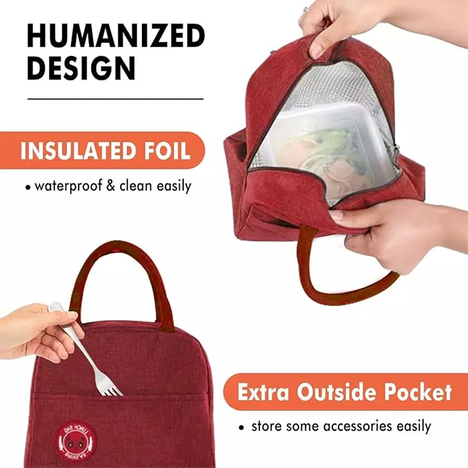 Lunch Box Bag, Lunch Bag with Insulated Material for Women, Man, Office, School, College, Beach, Picnic, Fishing, Hiking Travel, Cooler Tote Bag (5 Color options)