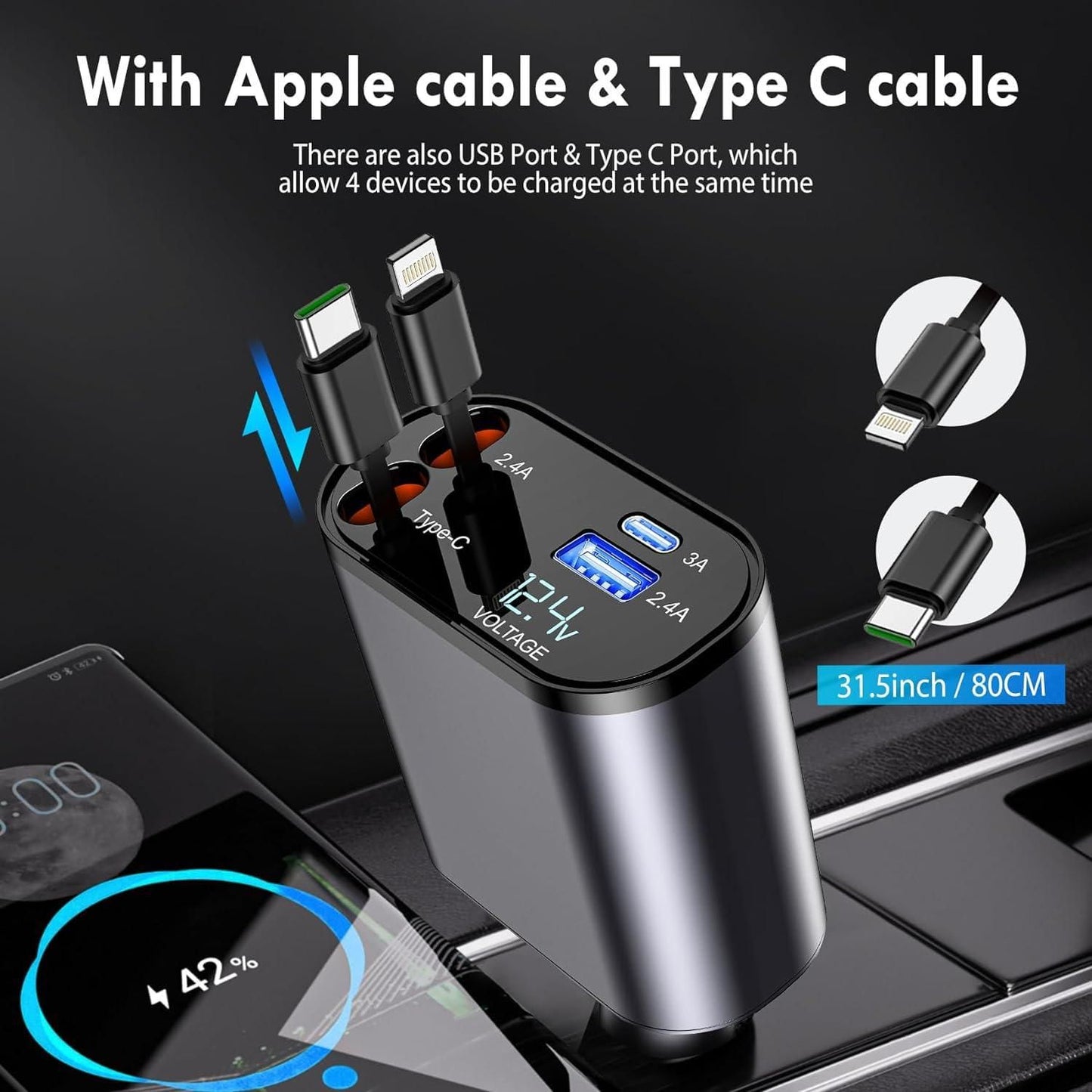 Retractable Super Fast Car Charger