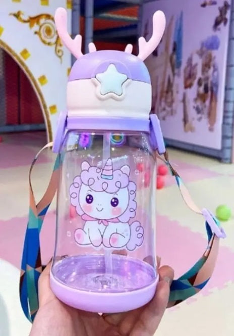 Ear Sipper School Water Bottle for Kids – cartoon animal design water bottle for kids Capacity – (420ML, 4 variants)