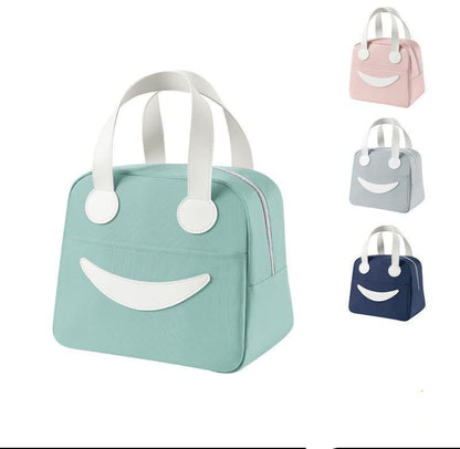 Insulated Lunch Bag for Men Women Large Tiffin Carry Bag Smiley Design Lunch Box Organizer for Office, School, College, Picnic, Outdoor.