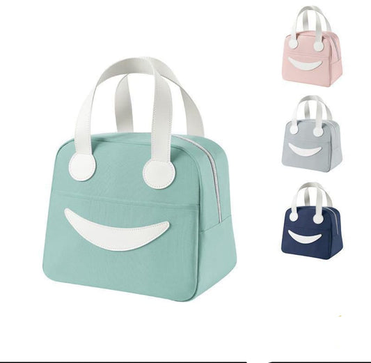 Insulated Lunch Bag for Men Women Large Tiffin Carry Bag Smiley Design Lunch Box Organizer for Office, School, College, Picnic, Outdoor.